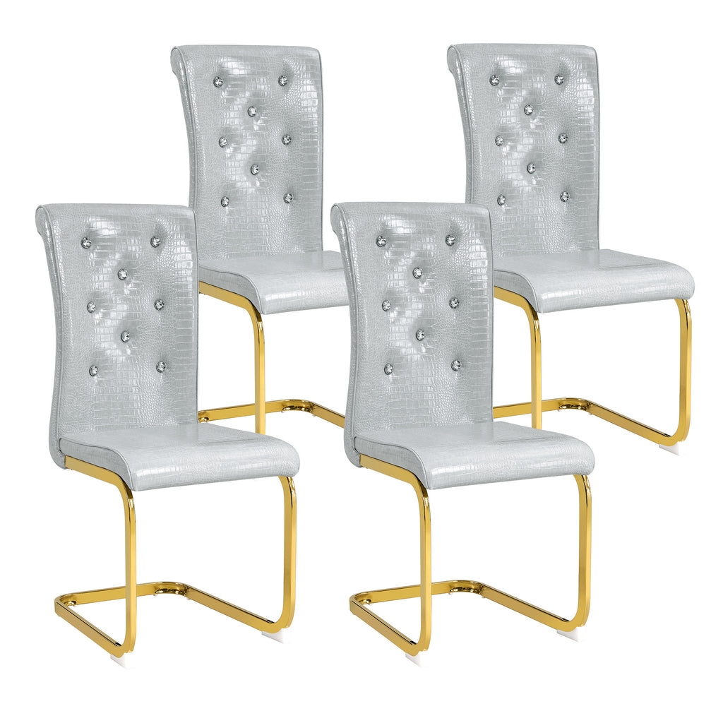 Set of 4 Retro Alligator Skin Upholstered Dining Chairs