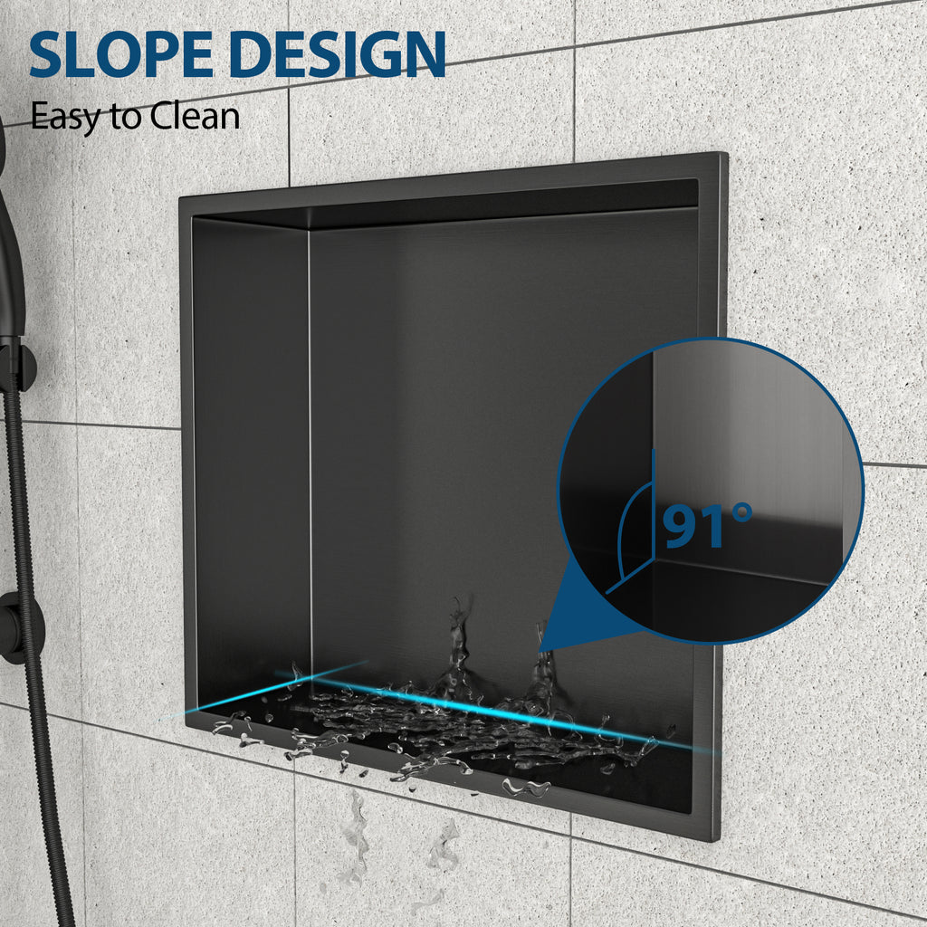 15" x 13" Stainless Steel Shower Niche, Gunmetal