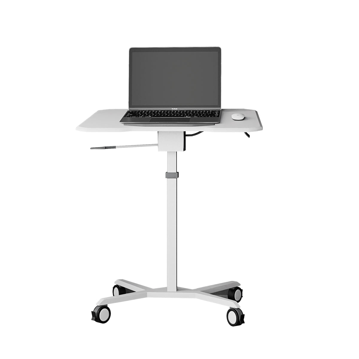 Techni Mobili White Sit to Stand Mobile Laptop Desk, Height Adjustable
