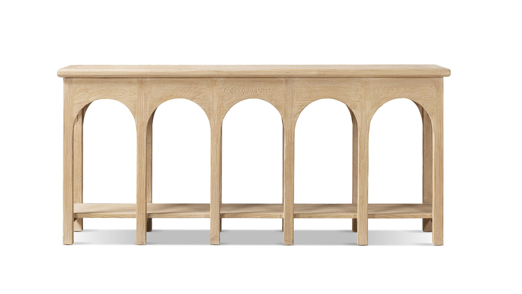 Solace Solid Reclaimed Elm Console Table, 78.5-Inch, Light Natural Brown