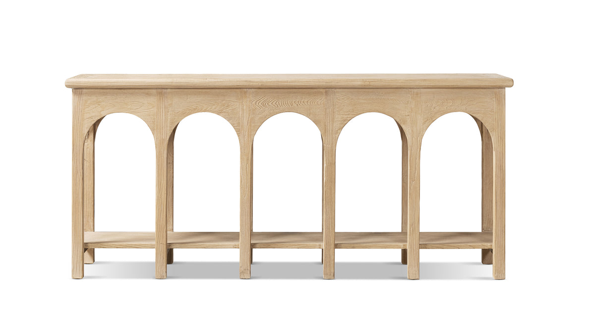 Solace Solid Reclaimed Elm Console Table, 78.5-Inch, Light Natural Brown