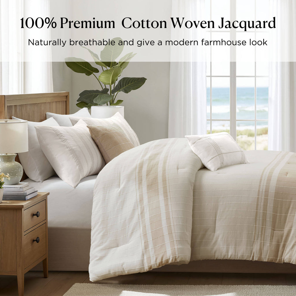 6-Piece Cal King Cotton Jacquard Oversized Comforter Set