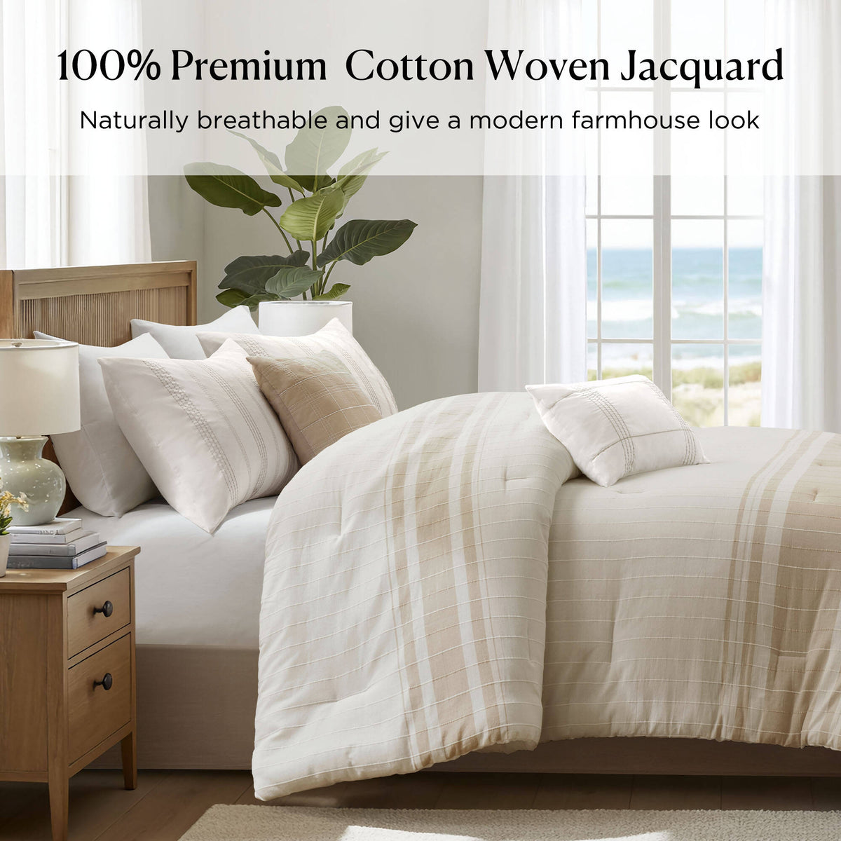 6-Piece Cal King Cotton Jacquard Oversized Comforter Set