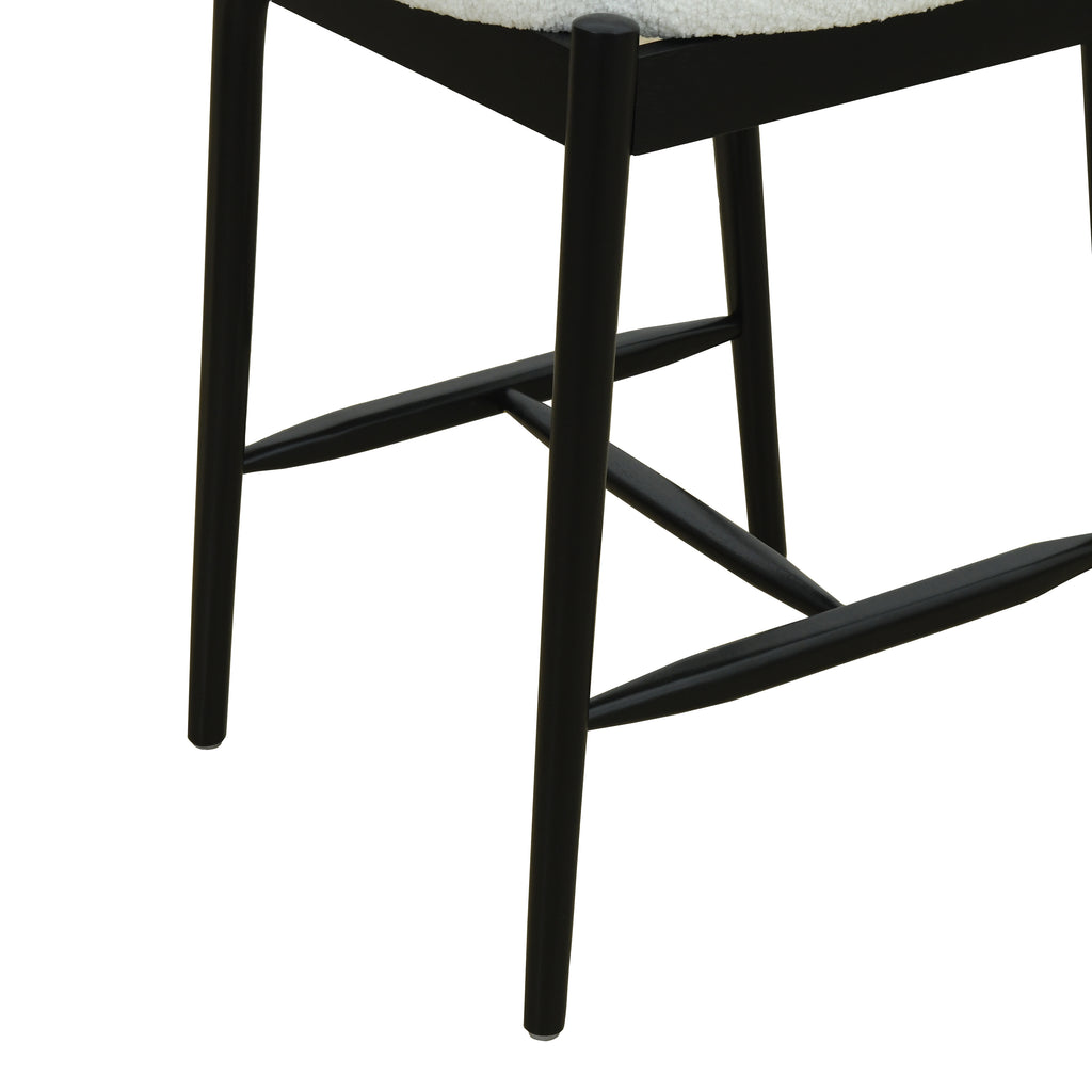 Mid Century Modern Counter Stool Set of 2 - Black & Beige
