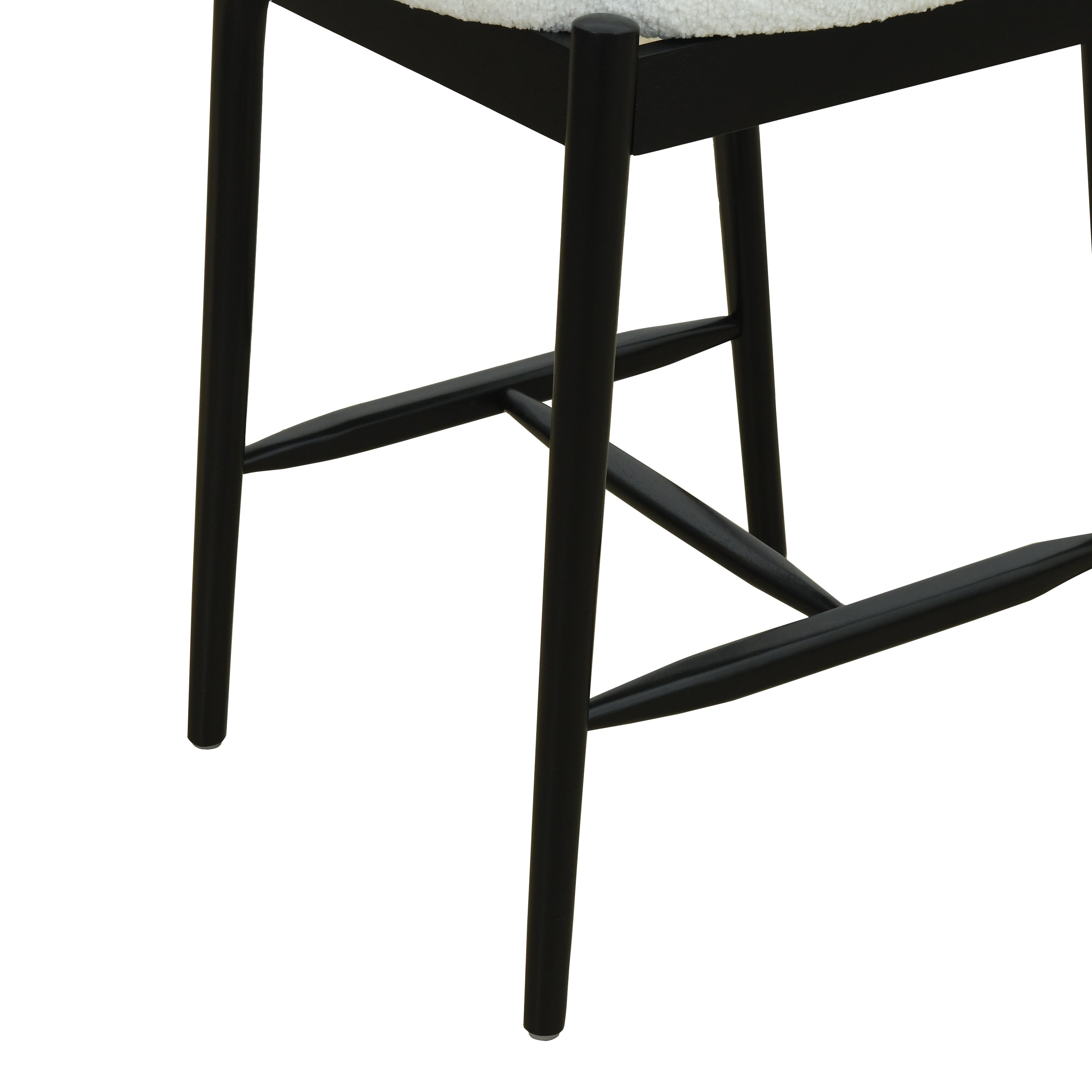 Mid Century Modern Counter Stool Set of 2 - Black & Beige
