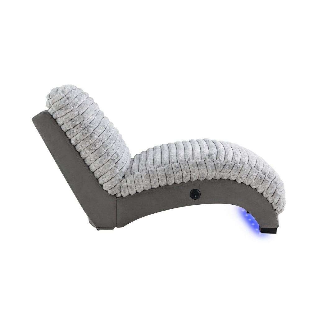 Denise Nickel Accent Chaise With USB