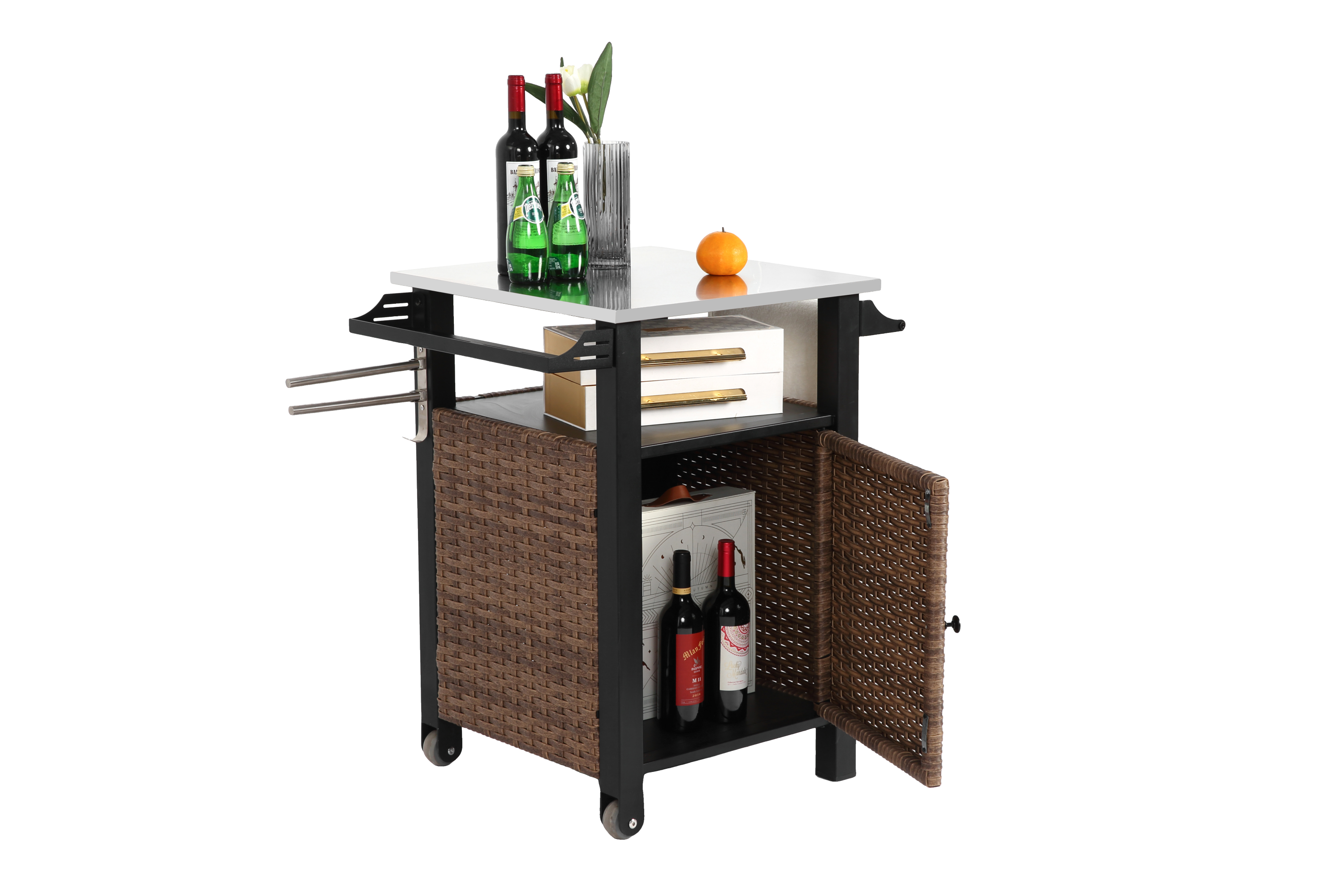 Single Door Outdoor Bar Cart with Stainless Steel Tabletop