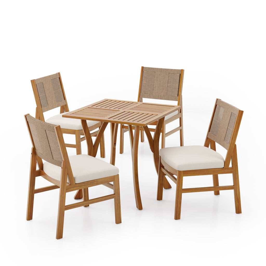 5-Piece Acacia Wood Outdoor Patio Dining Set