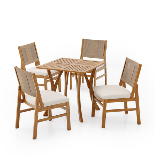 5-Piece Acacia Wood Outdoor Patio Dining Set