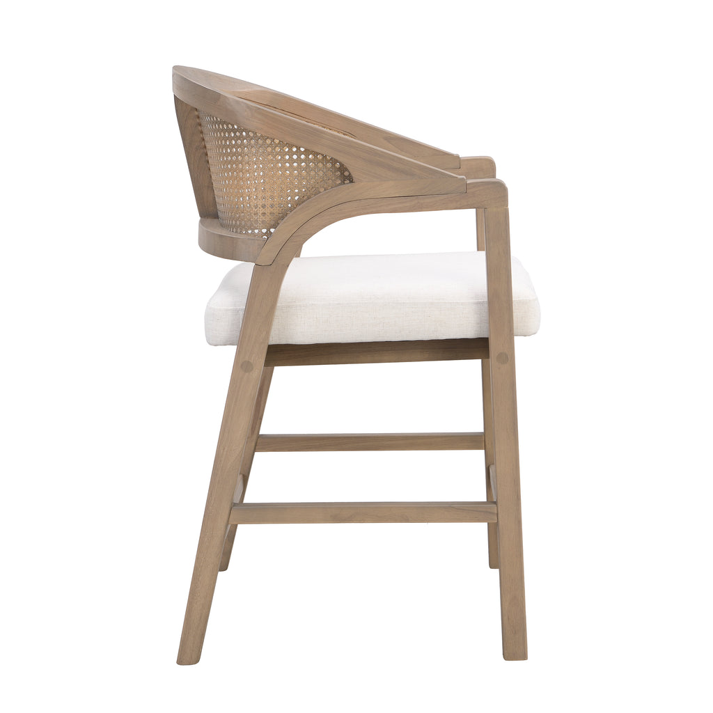 Wooden Frame Counter Stools with Rattan Back, Light Ash, Set of 2