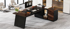 78.7" L-Shaped Executive Desk with File Cabinet & Drawers