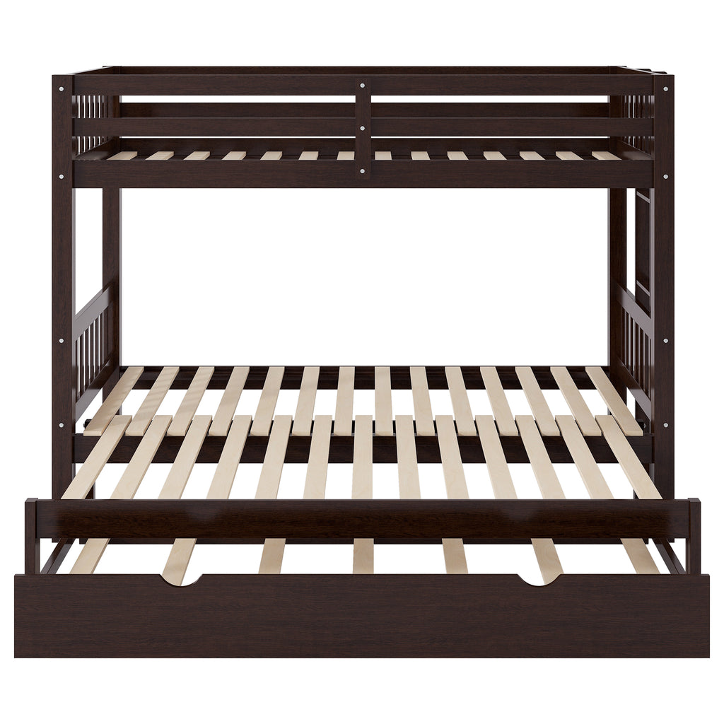 Twin Over Pull-out Bunk Bed with Trundle, Espresso
