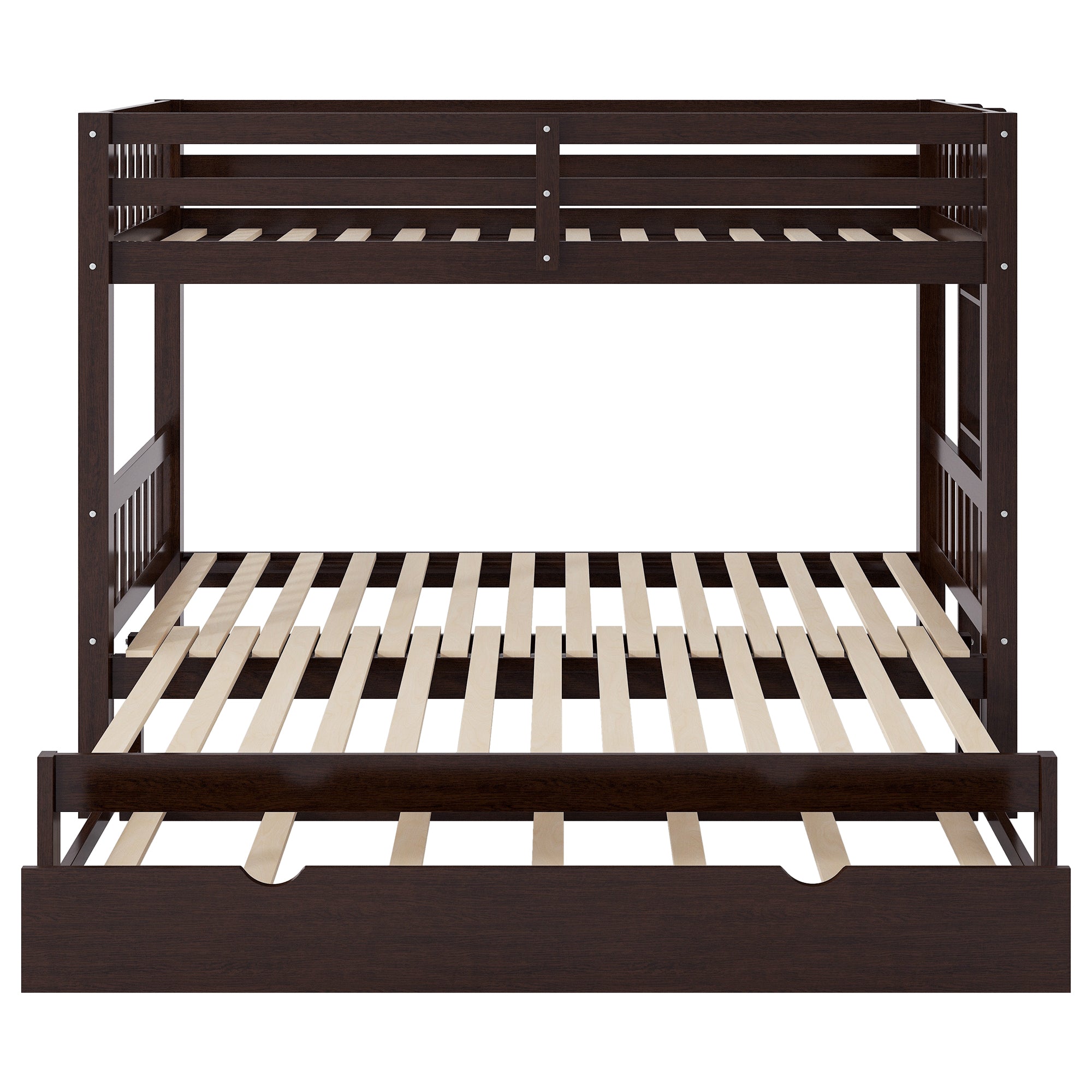 Twin Over Pull-out Bunk Bed with Trundle, Espresso
