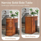 10.8" Solid Wood Narrow End Table with 2 Drawers
