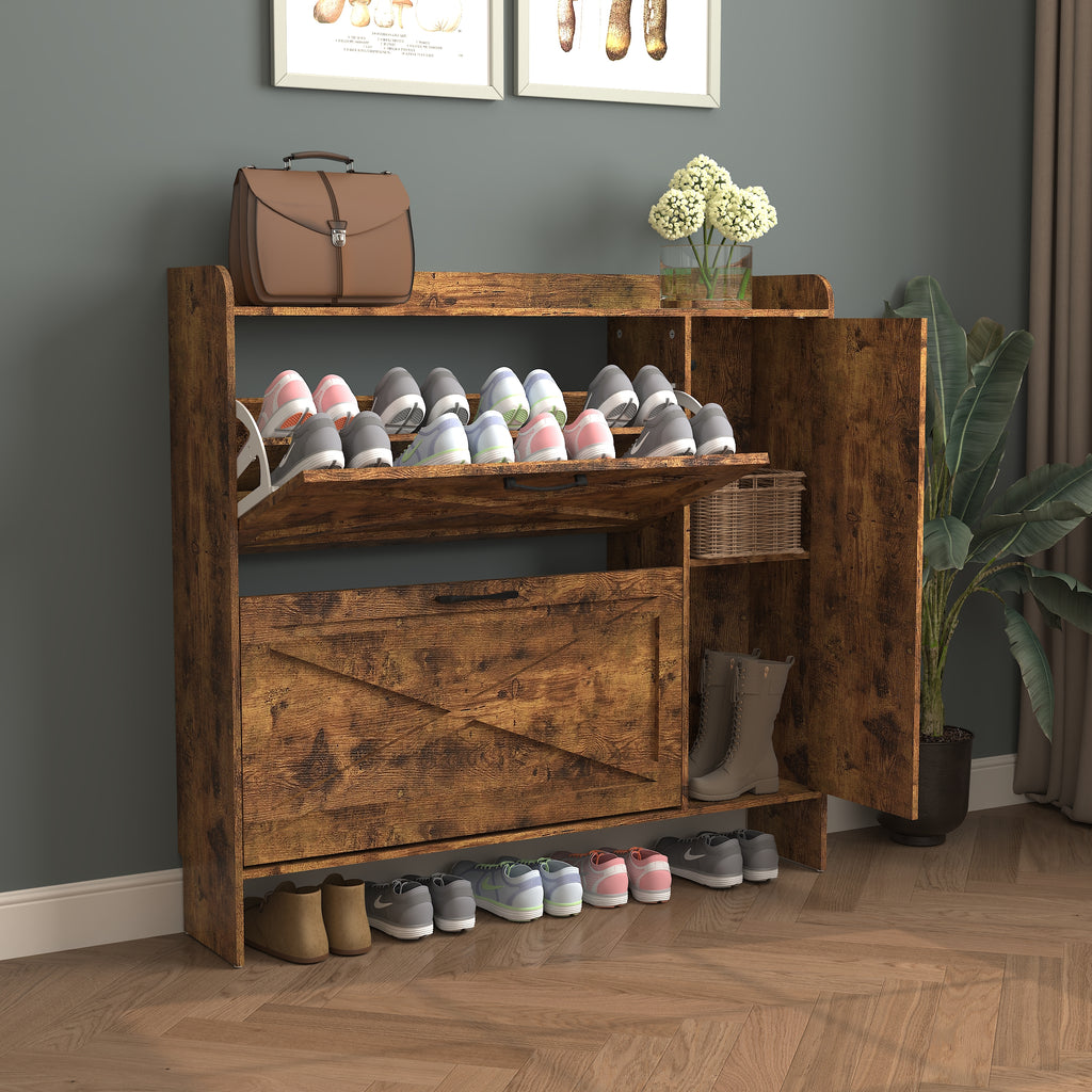 Shoe Storage Cabinet with 2 Flip Drawers