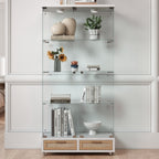Modern Glass Display Cabinet with Large Drawers