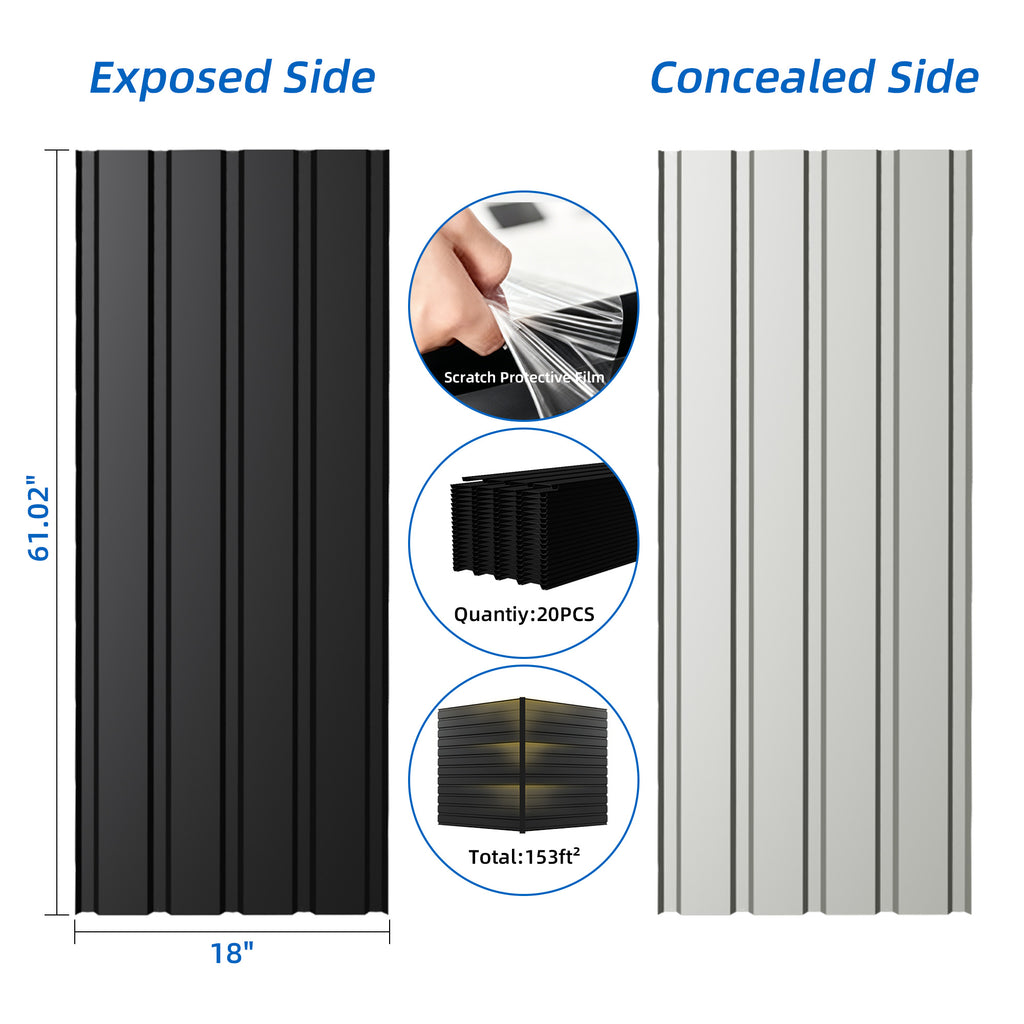 Metal Roof Panel - 61IN Galvanized Waterproof Roof Panels (20 PCS)