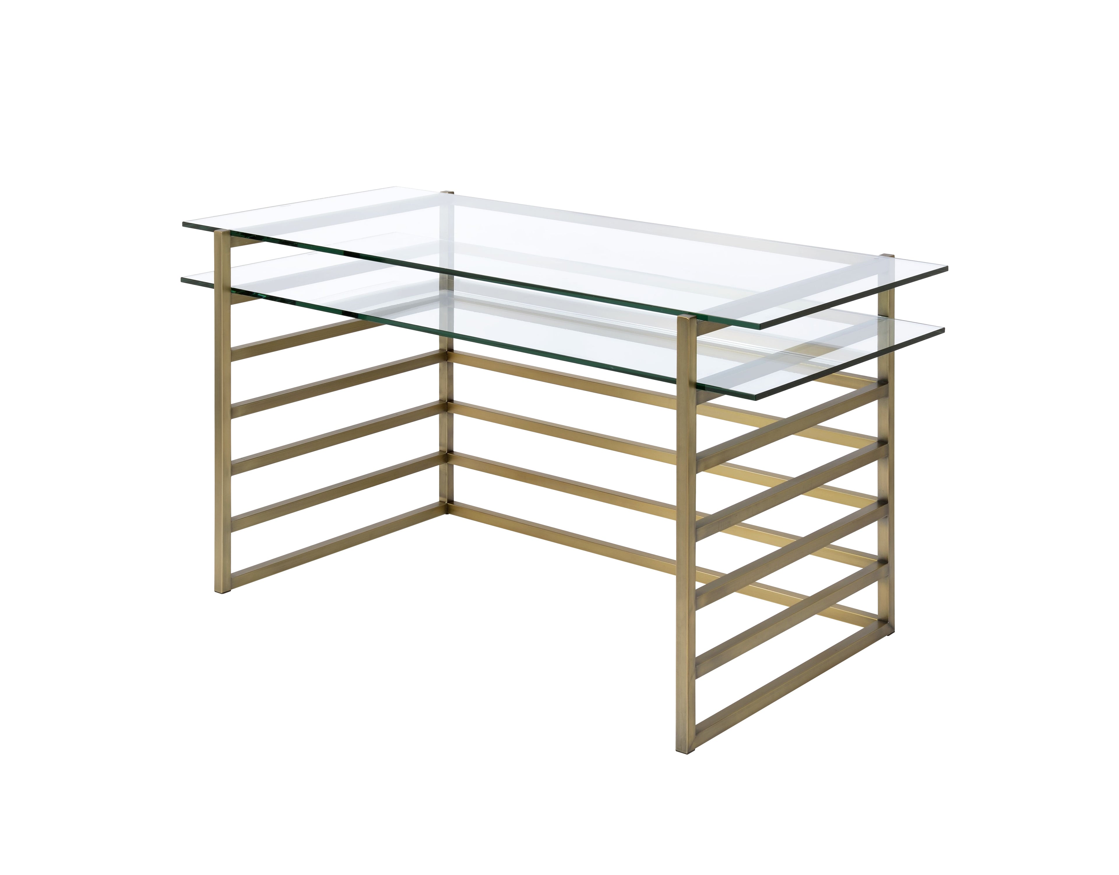 Shona Clear Glass Top & Antique Writing Desk