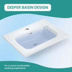 Glossy White Ceramic Integrated Sink