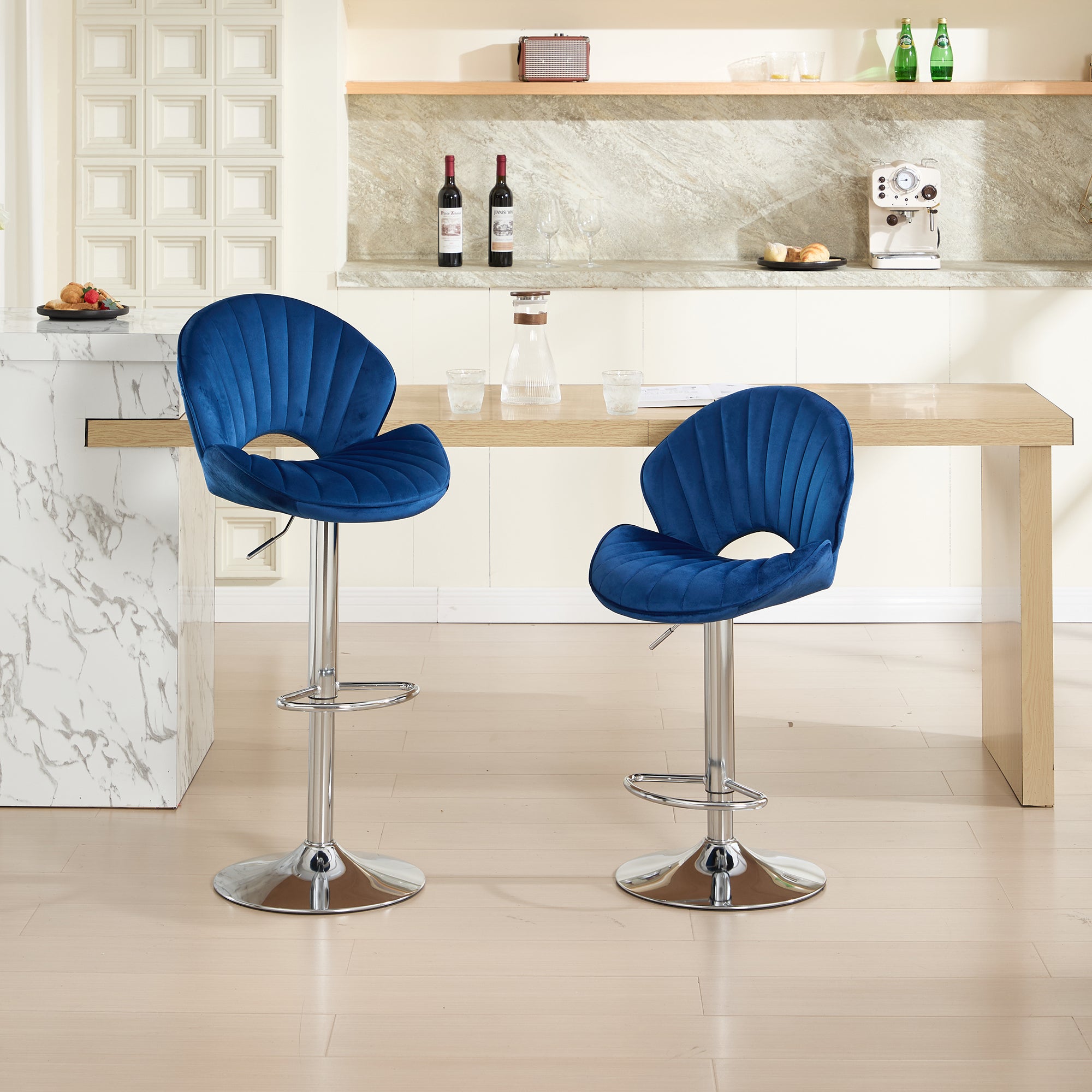 Bar Stools Set of 2 - Adjustable with Back and Footrest