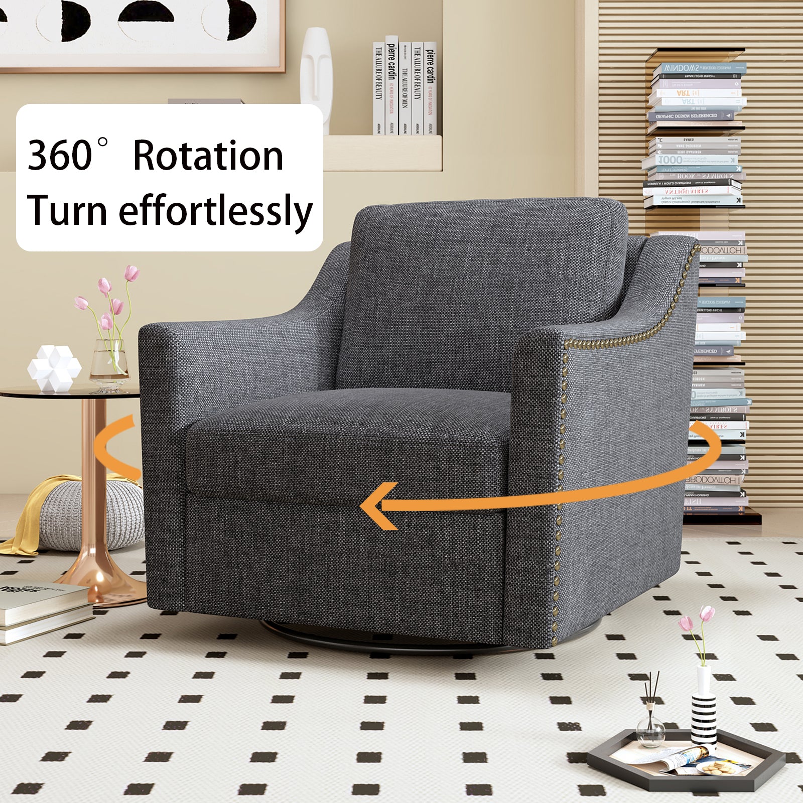 360 Degree Swivel Armchair Cotton