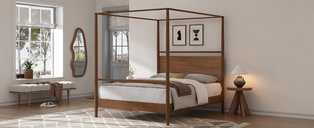 Solid Wood Canopy Bed Frame – King Size