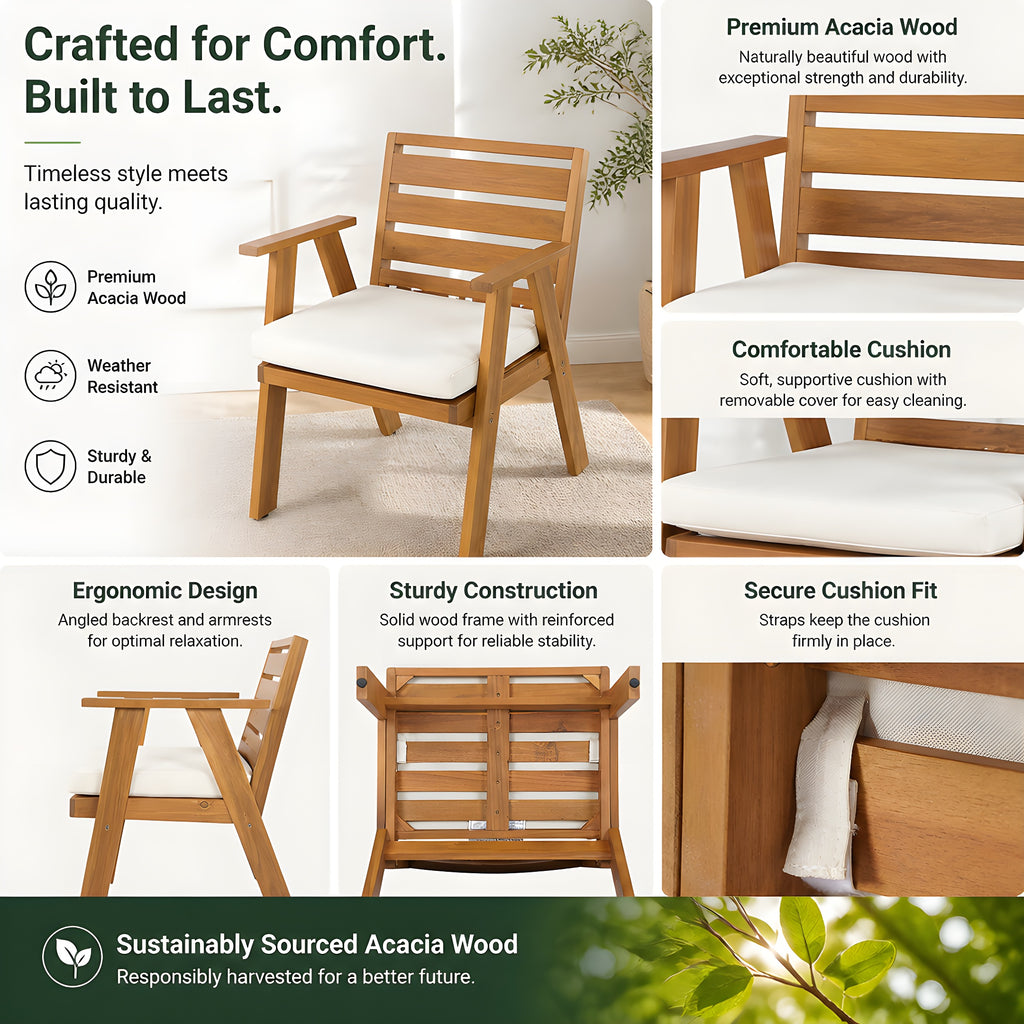 7 Pieces Acacia Wood Outdoor Dining Set