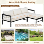U_Style Outdoor L-Shaped Sofa with Iron Frame