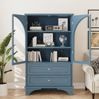 52.17"H Glass Door Display Case Storage Cabinet