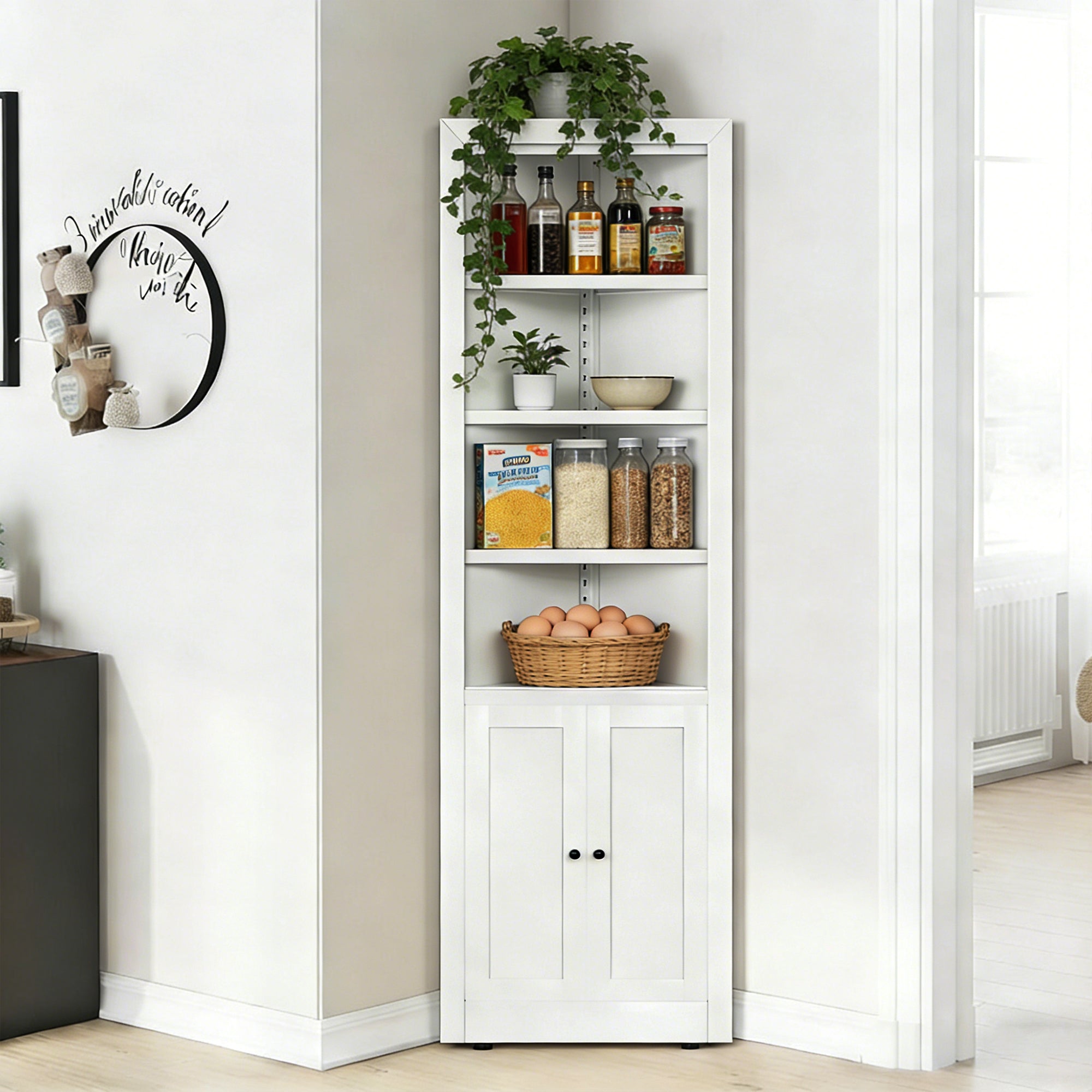 71" Tall Corner Storage Cabinet