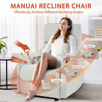 Manual Rocker Recliner Chair for Adults - PU Light Gray