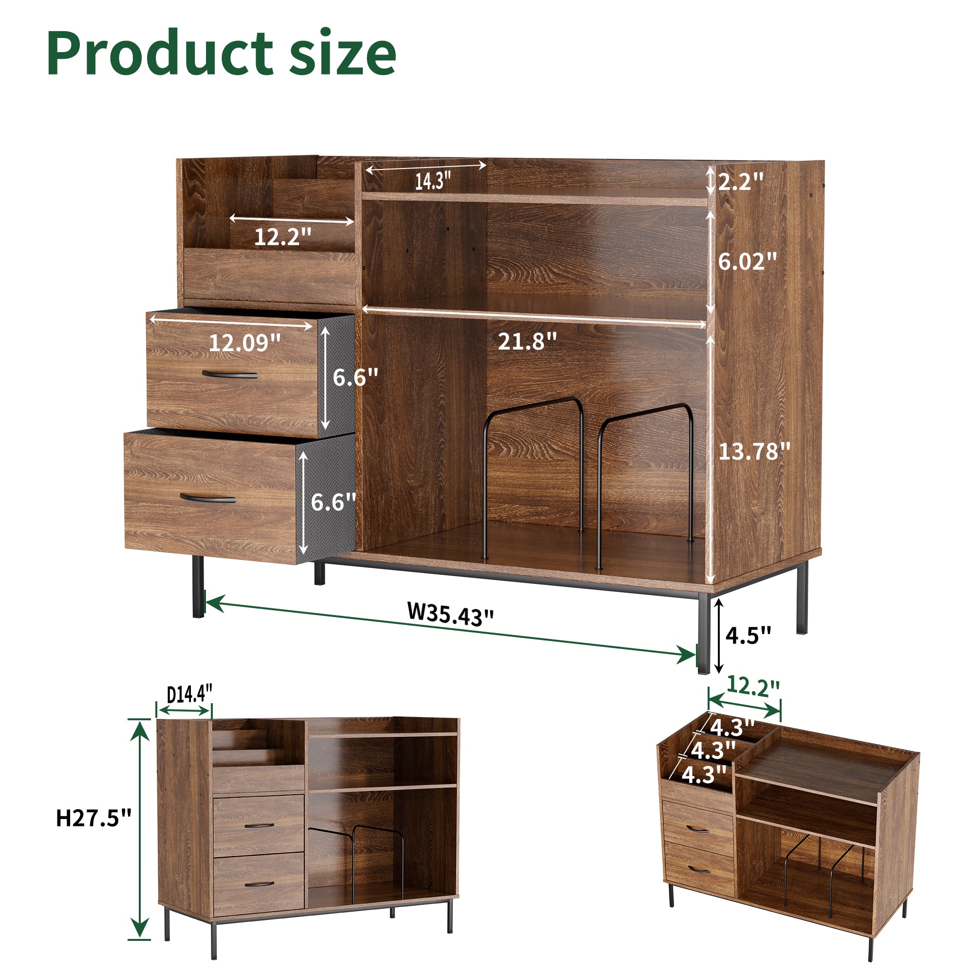 Record Player Stand with Storage for 500+ Albums