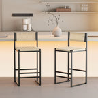 Set of 2 Woven Bar Stools with Backrest