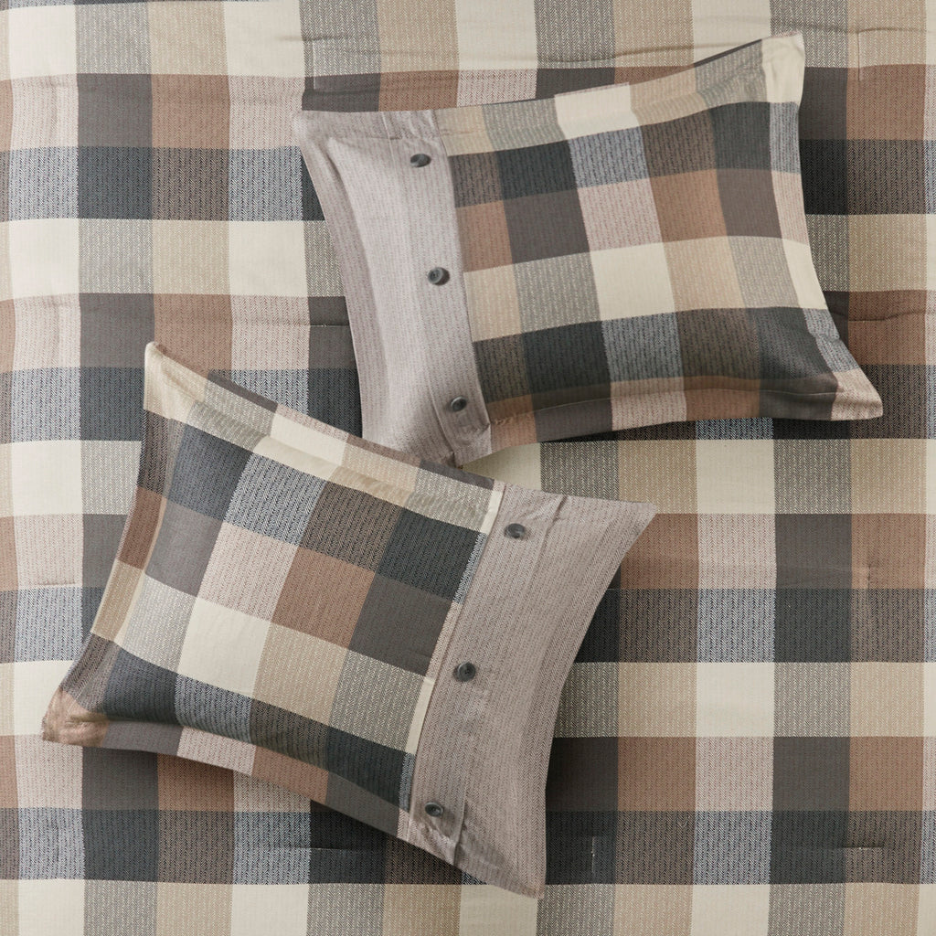 7 Piece Herringbone Comforter Set Neutral King