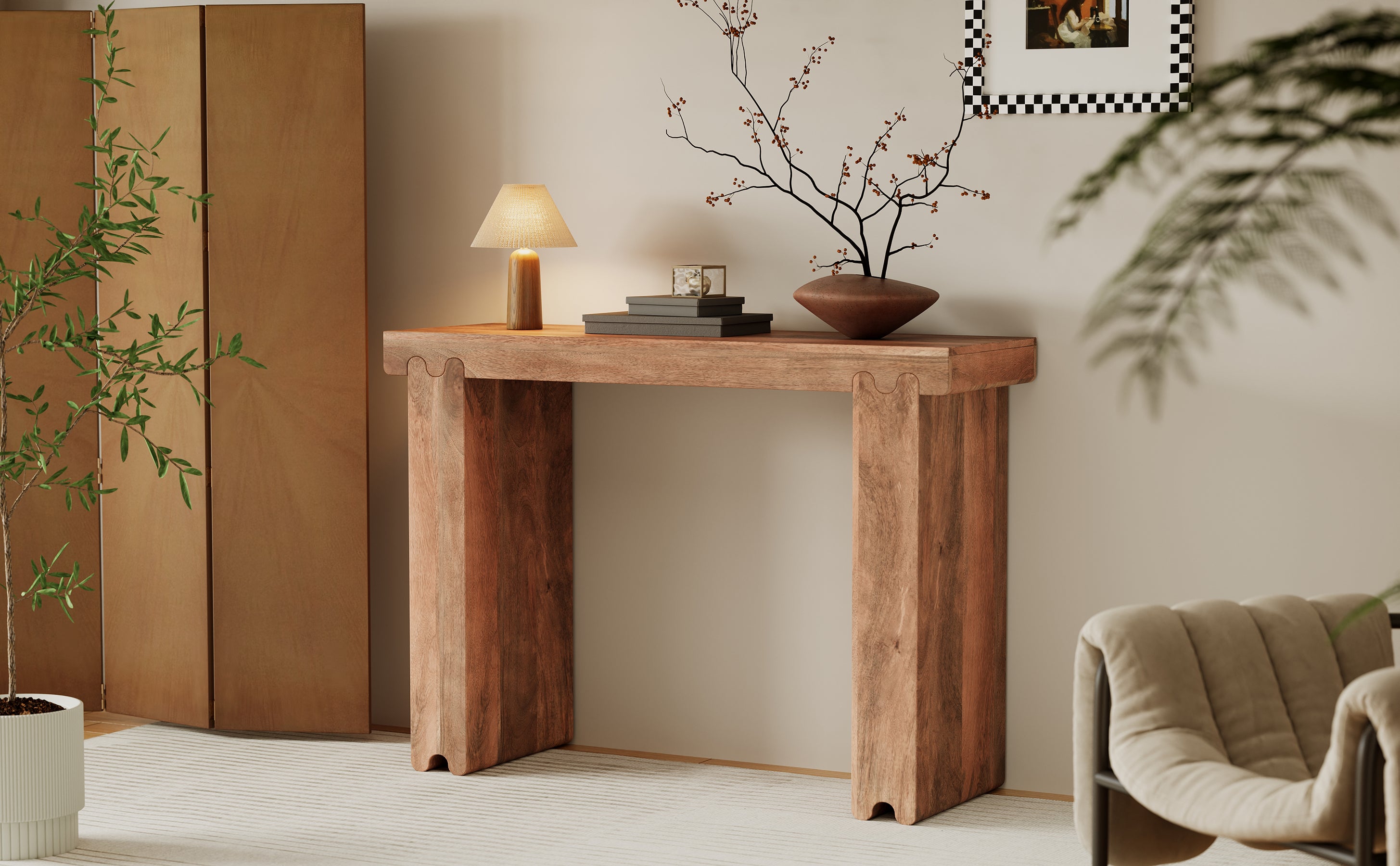 TREXM Farmhouse Mango Wood Console Table