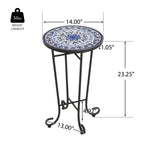 Patio Side Table, Blue + Black