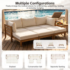 TOPMAX Outdoor Large 96.3" W Daybed Acacia Wood 6-Piece Patio Sofa Set