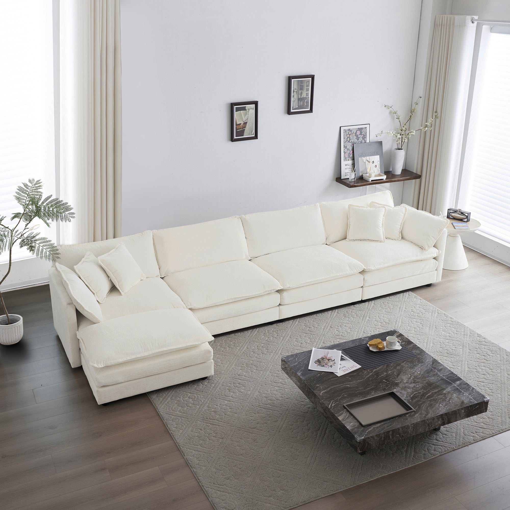Modular Sectional Sofa for Living Room, U Shaped Couch 5 Seater Convertible with Ottoman