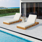 Lounge Chaise Set in Acacia Solid Wood with Lounge Cushion