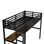 Metal Twin XL Loft Bed with Power Outlet and LED Light