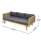 Claremont 3 Seater Daybed With Rattan Arms (Dark)