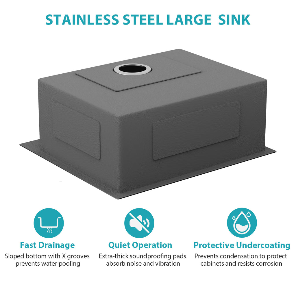 24 x 18 x 9 Inch Kitchen Sink Drop In 16 Gauge Stainless Steel