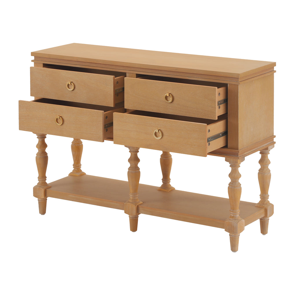 42" Vintage Console Table with 4 Soft-Close Drawers