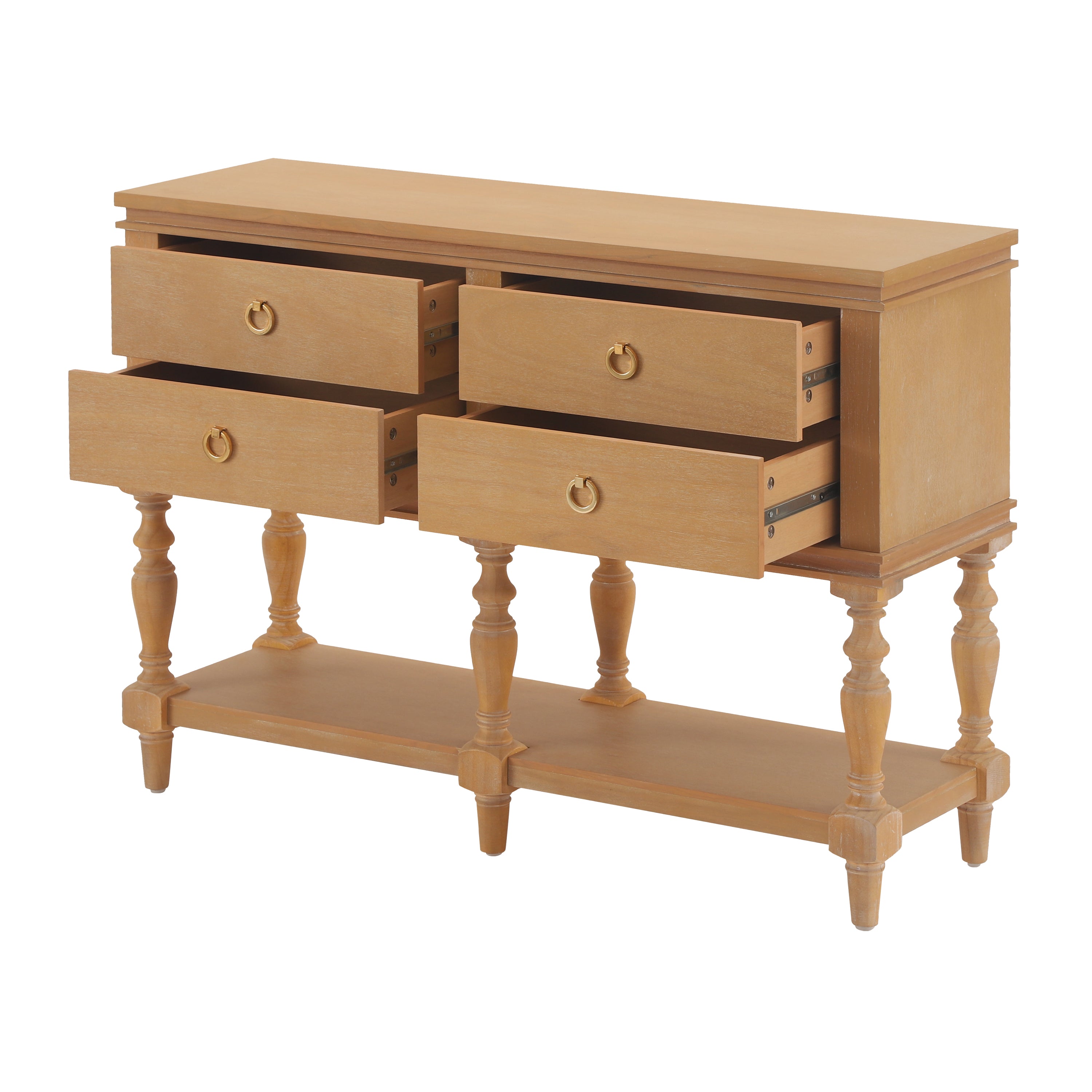42" Vintage Console Table with 4 Soft-Close Drawers