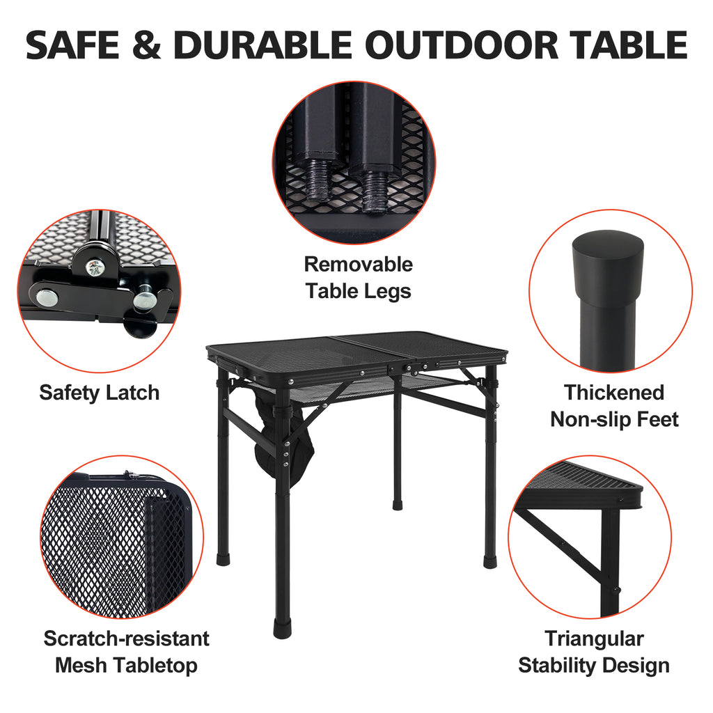2FT Camping Table with Mesh Desktop