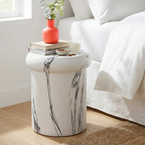 18.11"H Sculptural MGO Side Table