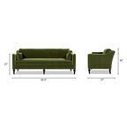 Josephine 84.5" Upholstered Modern Sofa, Olive