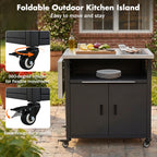 Foldable Outdoor Prep Station BBQ Cart