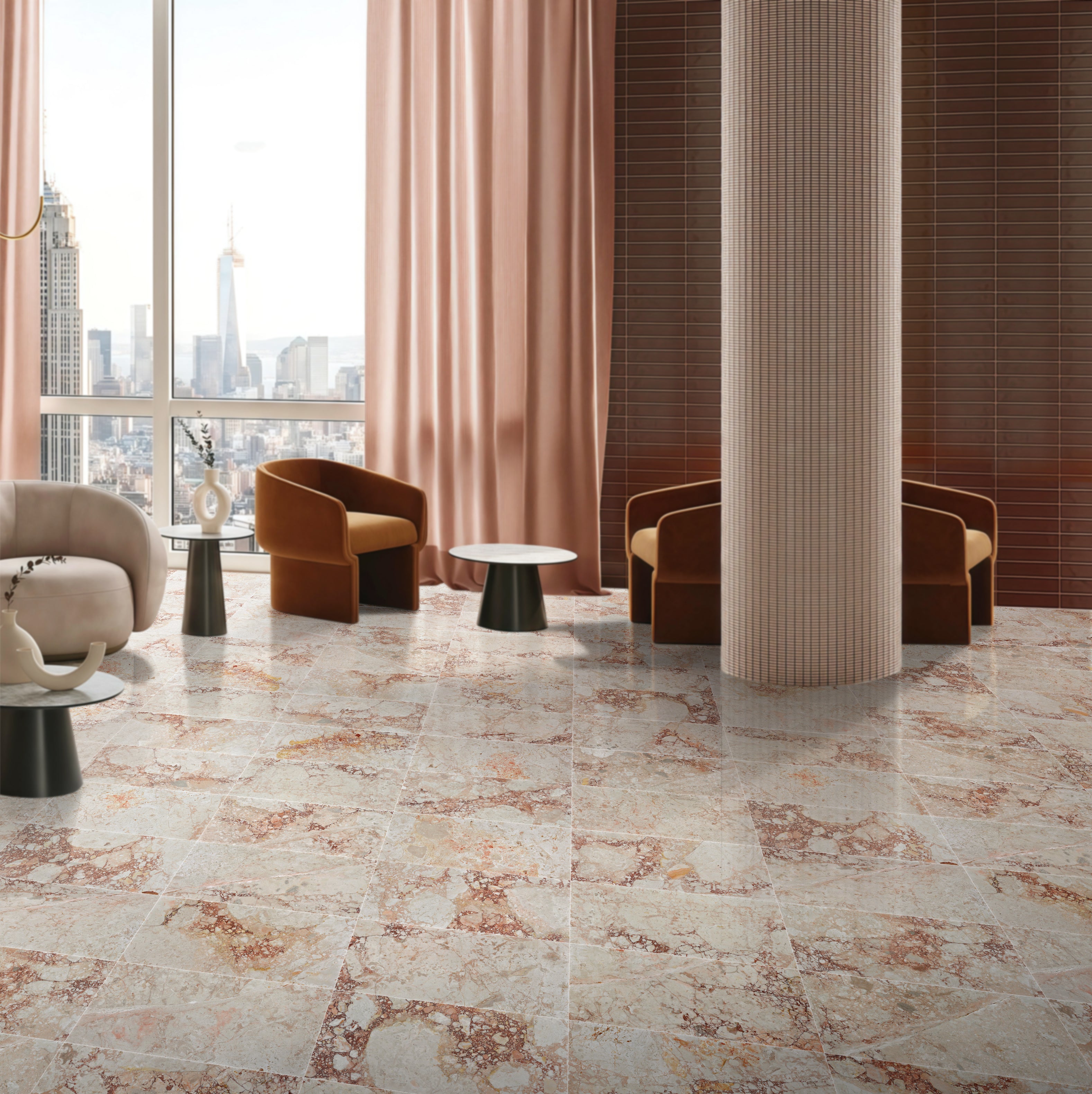 12x24 Pink Natural Marble Polished Tiles