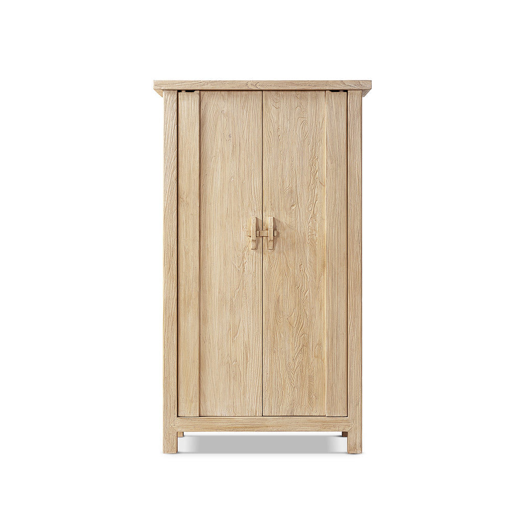 Fable 80.5-Inch Tall Reclaimed Elm Wood 2-Door Storage Cabinet, Light Natural Brown